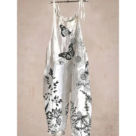 Női fehér pillangós, lepkés nyári overall, playsuit - ÚJ