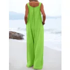 Női 4XL-es nagyméretű zöld kantáros nyári overall, playsuit - ÚJ