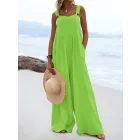 Női nagyméretű zöld kantáros nyári overall, playsuit - ÚJ