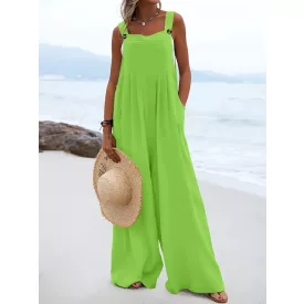   Női nagyméretű zöld kantáros nyári overall, playsuit - ÚJ