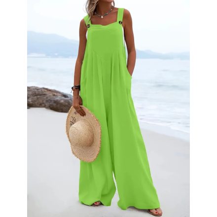 Női nagyméretű zöld kantáros nyári overall, playsuit - ÚJ