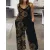 Női 4XL-es fekete mandalamintás pántos nyári overall, playsuit - ÚJ