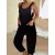 Női L-es fekete kantáros nyári overall, playsuit - ÚJ