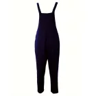 Női S-es sötétkék kantáros nyári overall, playsuit - ÚJ
