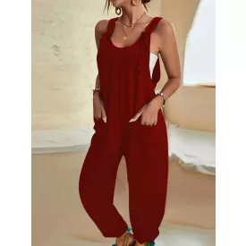 Női bordó kantáros nyári overall, playsuit - ÚJ