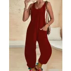 Női bordó kantáros nyári overall, playsuit - ÚJ