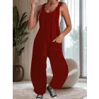 Női bordó kantáros nyári overall, playsuit - ÚJ