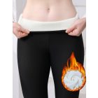 Női fekete, derekán cicamintás meleg, bélelt leggings - ÚJ