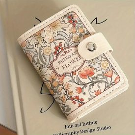 Drapp virágos virágos irattartó, igazolványtartó - ÚJ