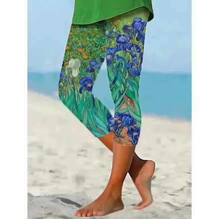 Női festményes capri leggings - Van Gogh: Íriszek - ÚJ