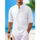 Férfi fehér lenge, könnyű géz tapintású hosszú ujjú ing - ÚJ