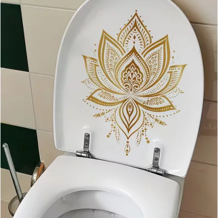 Arany Mandala Lótusz WC Matrica, Fürdőszobai WC Dekorációs matrica - ÚJ