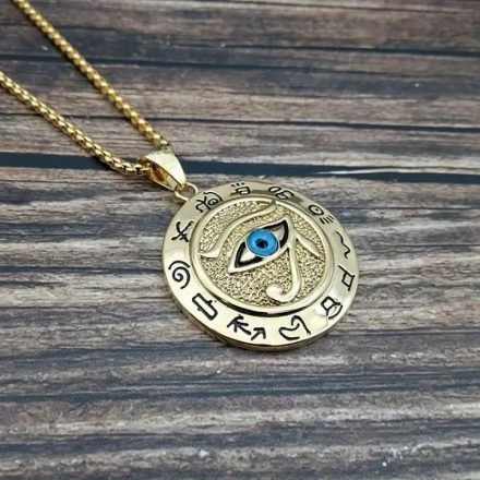 Egyiptomi hórusz szeme arany színű bizsu nyaklánc, jelmezhez is jó - ÚJ