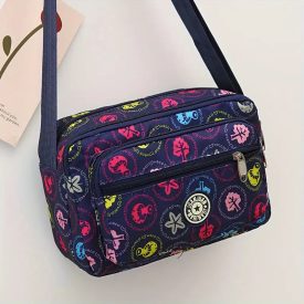   Kék mintás gyöngyvászon oldaltáska, női táska, crossbody - ÚJ
