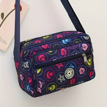 Kék mintás gyöngyvászon oldaltáska, női táska, crossbody - ÚJ