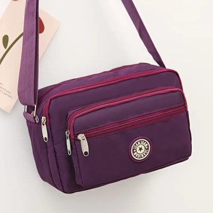 Lila egyszínű gyöngyvászon oldaltáska, női táska, crossbody - ÚJ