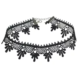 Fekete csipkés choker nyaklánc - ÚJ