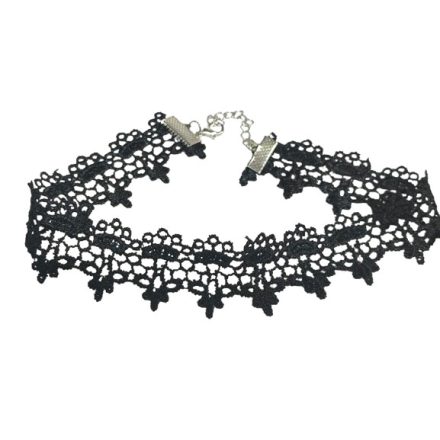 Fekete csipkedíszes choker nyaklánc - ÚJ