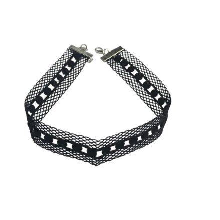 Fekete áttört mintás choker nyaklánc - ÚJ