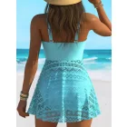 Női XXL-es áttört mintás türkiz tankini - ÚJ