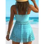 Női S-es áttört mintás türkiz tankini - ÚJ