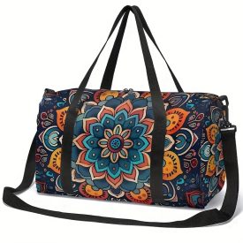 Mandalás sporttáska, sportzsák, kék-narancssárga - ÚJ