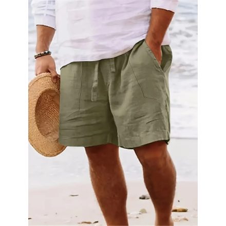 Férfi khaki lenes nyári short, rövidnadrág - ÚJ