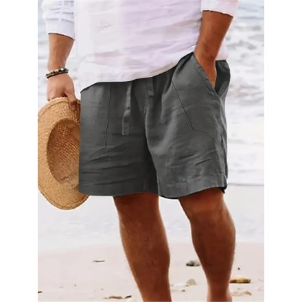 Férfi 3XL-es szürke lenes nyári short, rövidnadrág - ÚJ