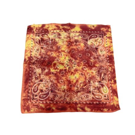 Rozsdaszínű batikolt mintás kendő, sál, bandana - ÚJ