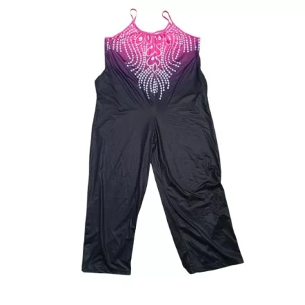 Női 1XL-es nagyméretű fekete-pink nyári overall, playsuit - ÚJ