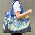 Nagyméretű összehajtható füles bevásárlótáska, szatyor - Van Gogh: Csillagos éj - ÚJ 