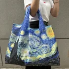 Nagyméretű összehajtható füles bevásárlótáska, szatyor - Van Gogh: Csillagos éj - ÚJ 