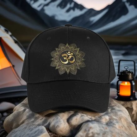 Felnőtt méretű ellenzős sapka, baseball sapka OM szimbólummal, fekete - ÚJ