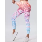 Női M-es fehér-rózsaszín-kék mandalamintás leggings - ÚJ