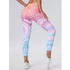 Női fehér-rózsaszín-kék mandalamintás leggings - ÚJ