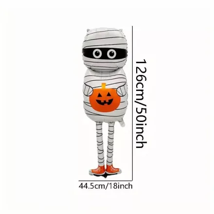 Felfújható múmia tökkel, fólialufi 126x44.5 cm - Halloween - ÚJ