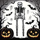 Felfújható óriás csontváz, fólialufi 225x84 cm - Halloween - ÚJ