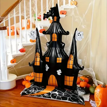 Felfújható extra nagy gótikus várkastély, fólialufi 150x106 cm - Halloween - ÚJ