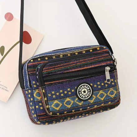Nepáli szövet oldaltáska, női táska, crossbody, lila-kék - ÚJ