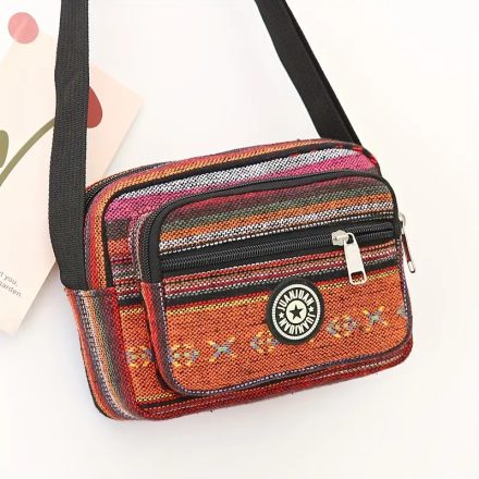 Nepáli szövet oldaltáska, női táska, crossbody, narancssága-kék - ÚJ