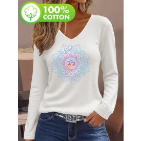 Női fehér mandalás pamutfelső - ÚJ