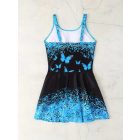 Női fekete-kék lepkés, pillangós tankini - ÚJ