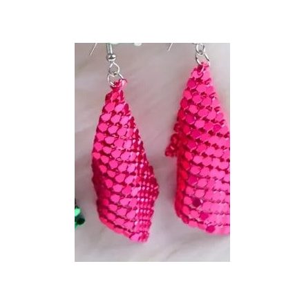 Pink rombusz alakú könnyű fülbevaló - ÚJ