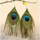 Nagyméretű pávamintás, pávatoll fülbevaló (kb 17 cm hosszú) - ÚJ