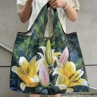 Nagyméretű összehajtható füles bevásárlótáska, szatyor - Liliomok - ÚJ 