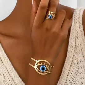   Devil Eye, gonosz szeme karperec, karkötő és gyűrű ékszerszett - ÚJ