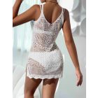 Női S-es fehér csipkés, horgolt strandruha - ÚJ