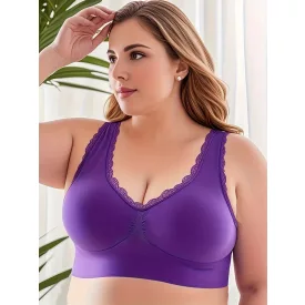 Női 2XL-es lila csipkés sportmelltartó - ÚJ