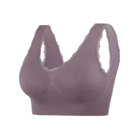 Női 2XL-es mályvaszínű csipkés sportmelltartó - ÚJ