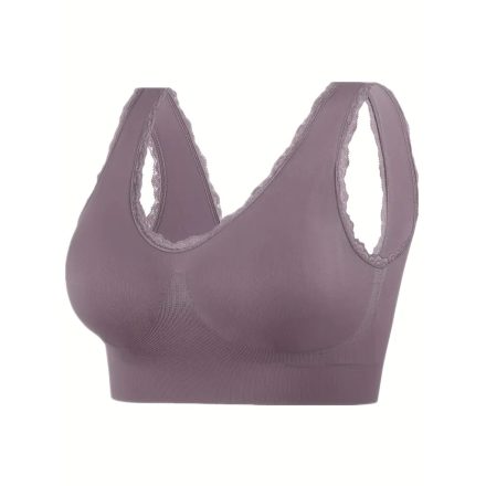 Női 2XL-es mályvaszínű csipkés sportmelltartó - ÚJ